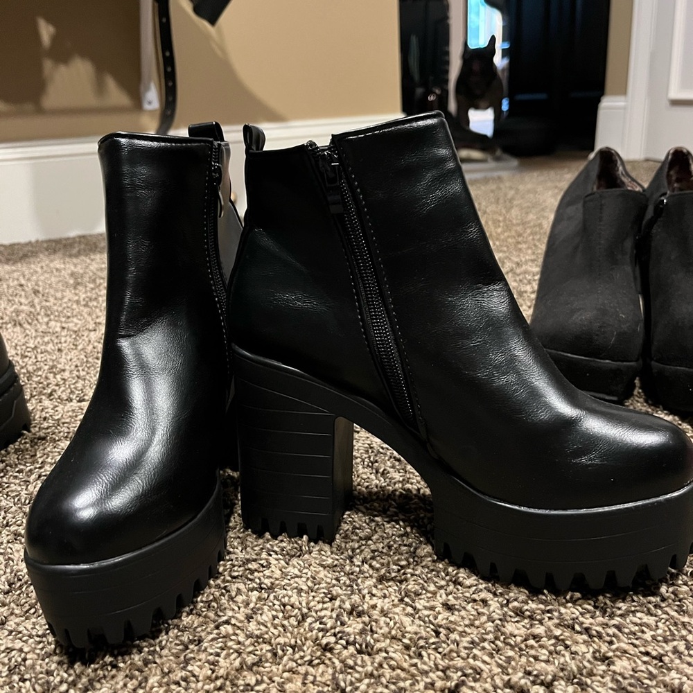 Black Wedge Ankle Boots